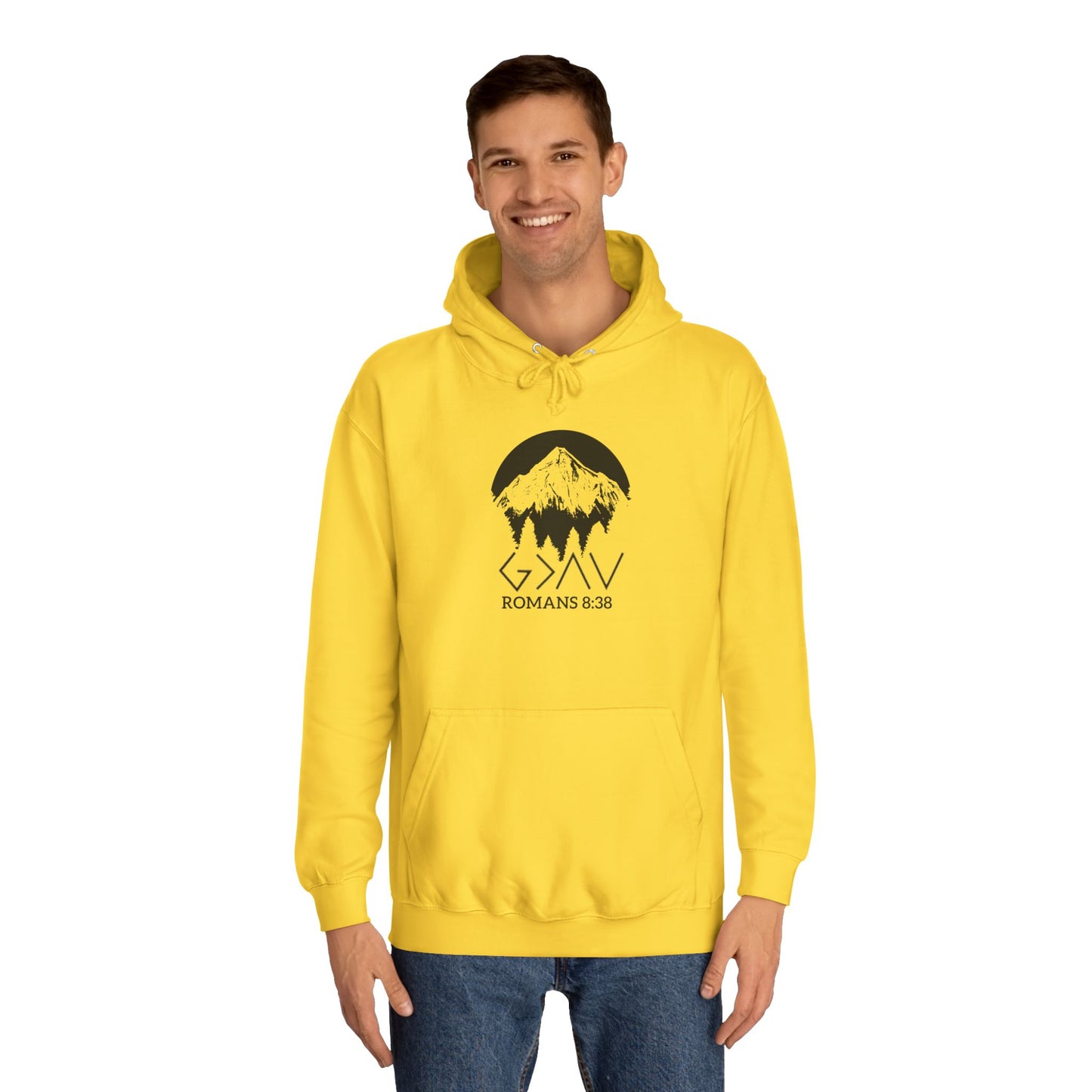 God is Greater Scripture Faith Gift-College Hoodie