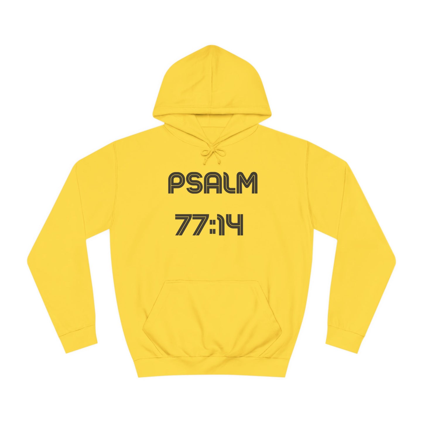 Christian Unisex College Hoodie with Psalm 77 Scripture and Faith Design