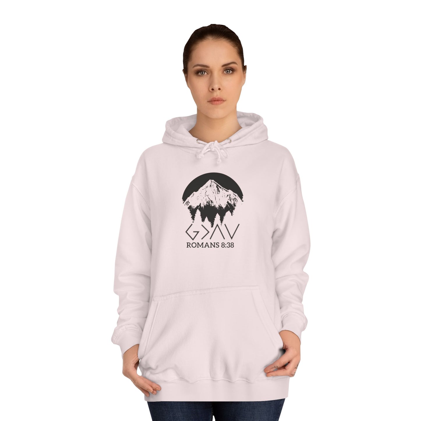God is Greater Scripture Faith Gift-College Hoodie