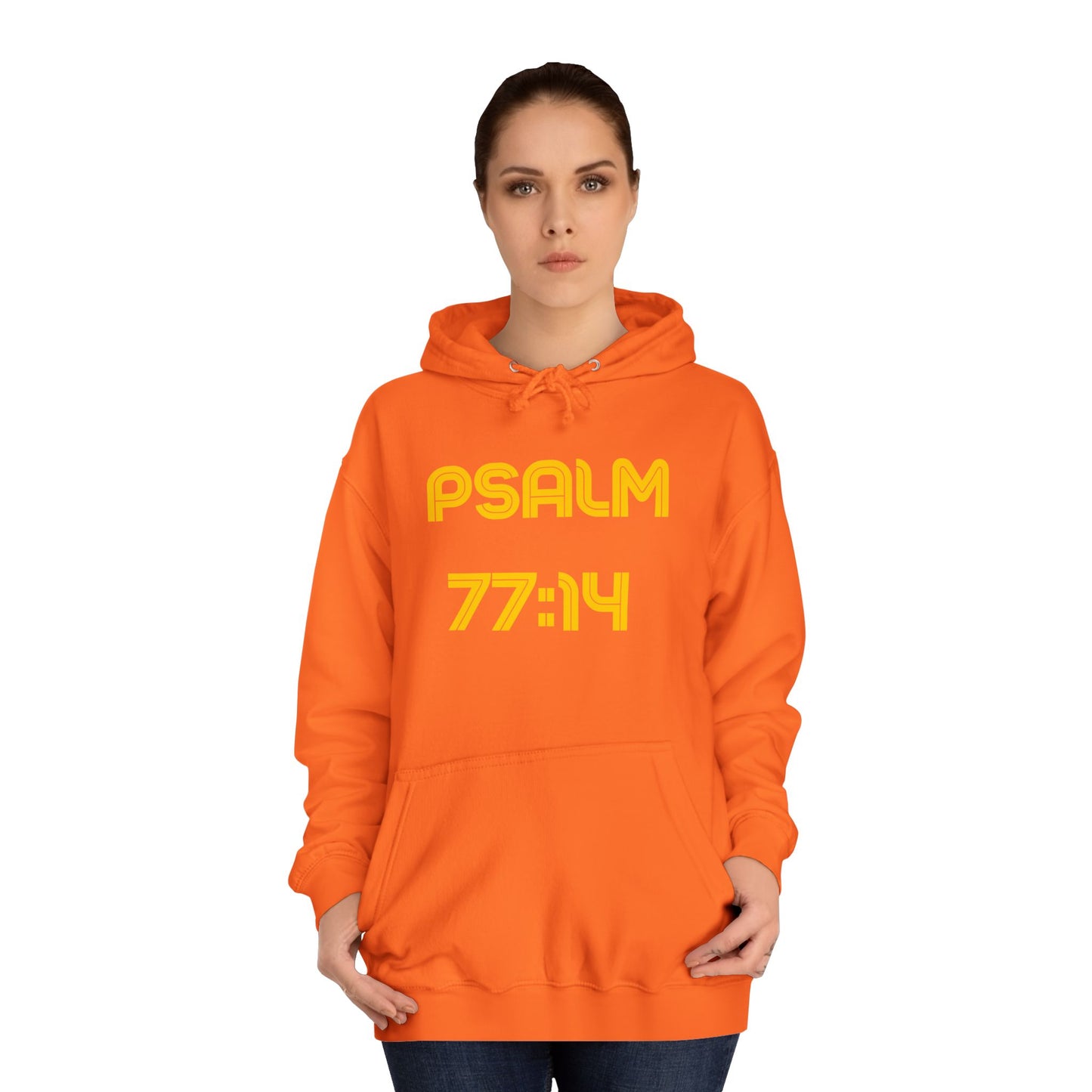 Christian Unisex College Hoodie with Psalm 77 Scripture and Faith Design