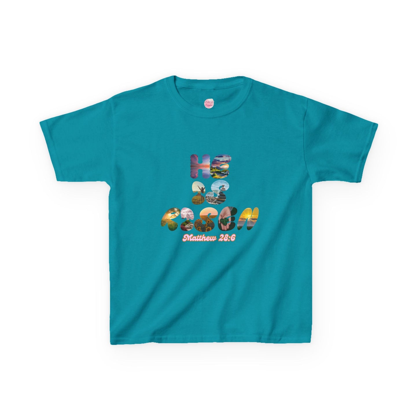 He is Risen Bible Quote KIDS Unisex T-Shirt - American Made Christian Scripture Soft Tee