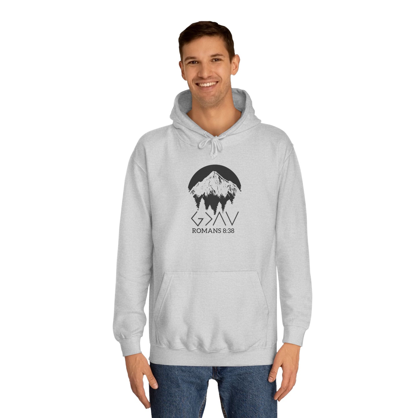 God is Greater Scripture Faith Gift-College Hoodie