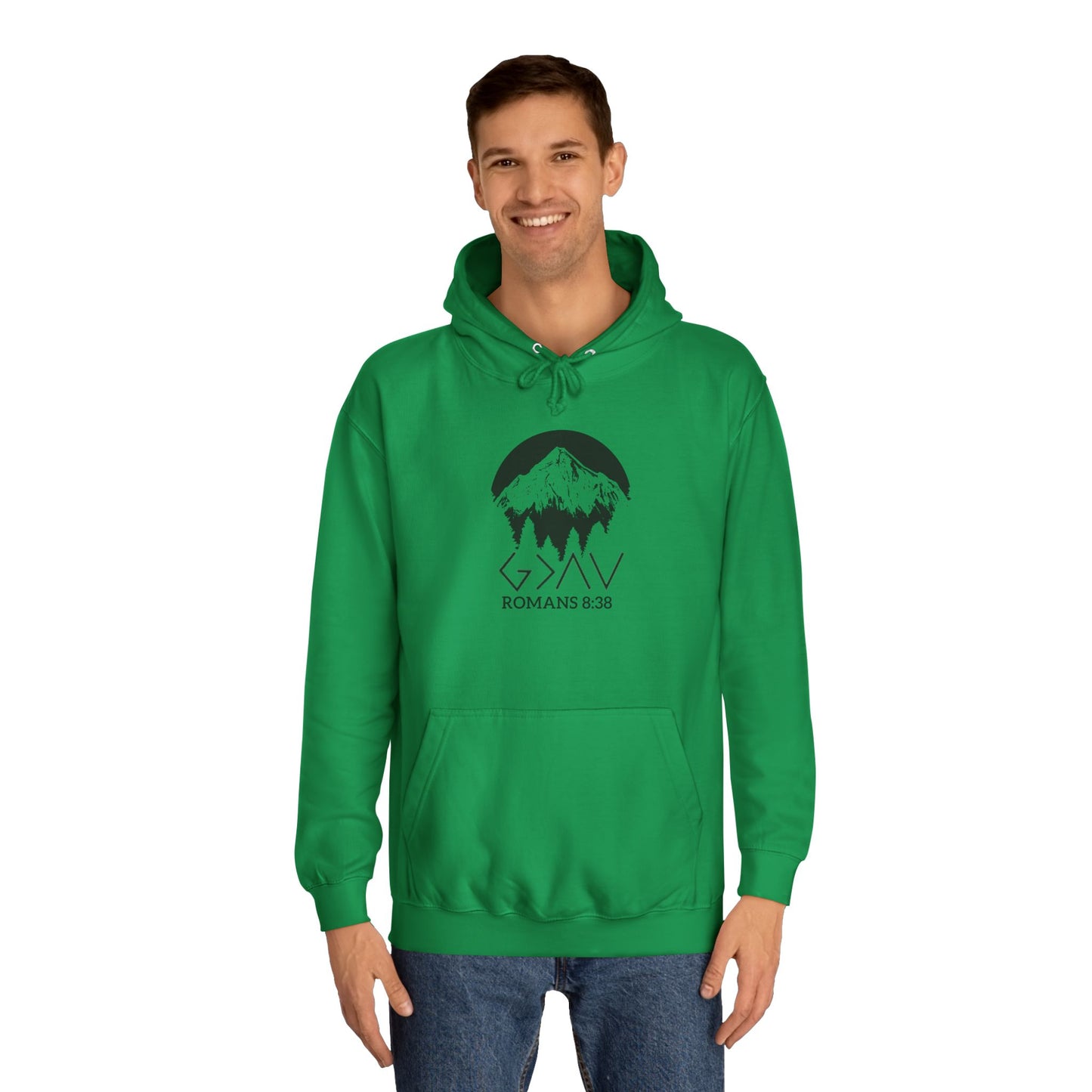 God is Greater Scripture Faith Gift-College Hoodie