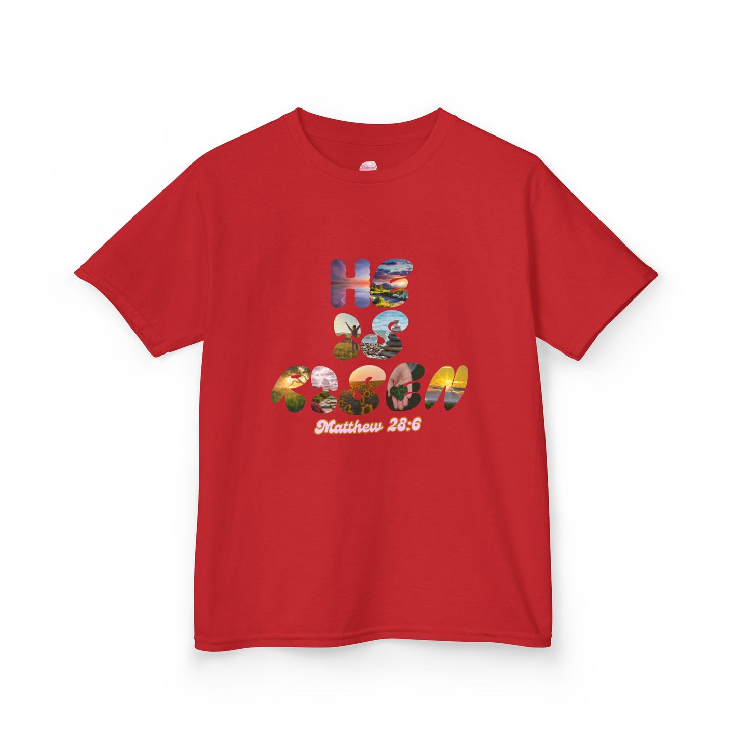 He is Risen Bible Quote KIDS Unisex T-Shirt - American Made Christian Scripture Soft Tee