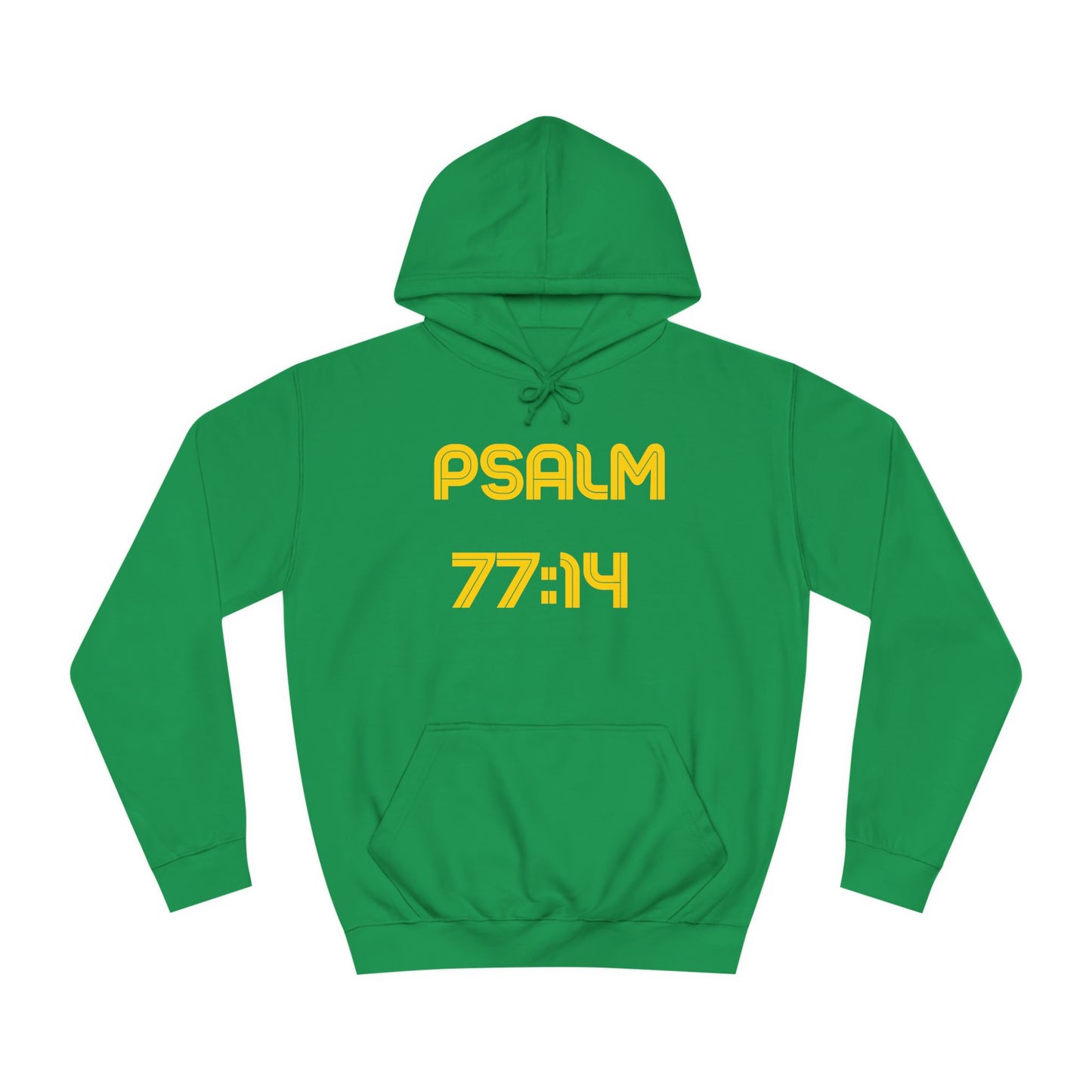 Christian Unisex College Hoodie with Psalm 77 Scripture and Faith Design