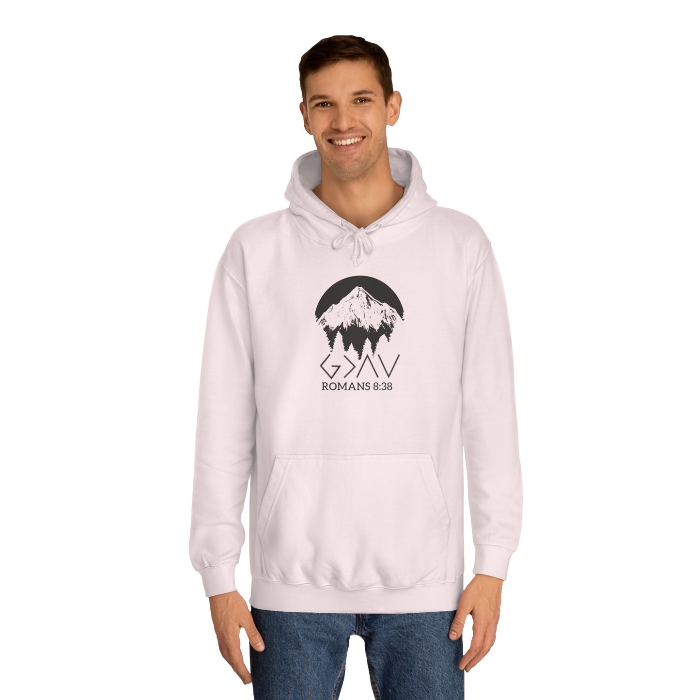 God is Greater Scripture Faith Gift-College Hoodie