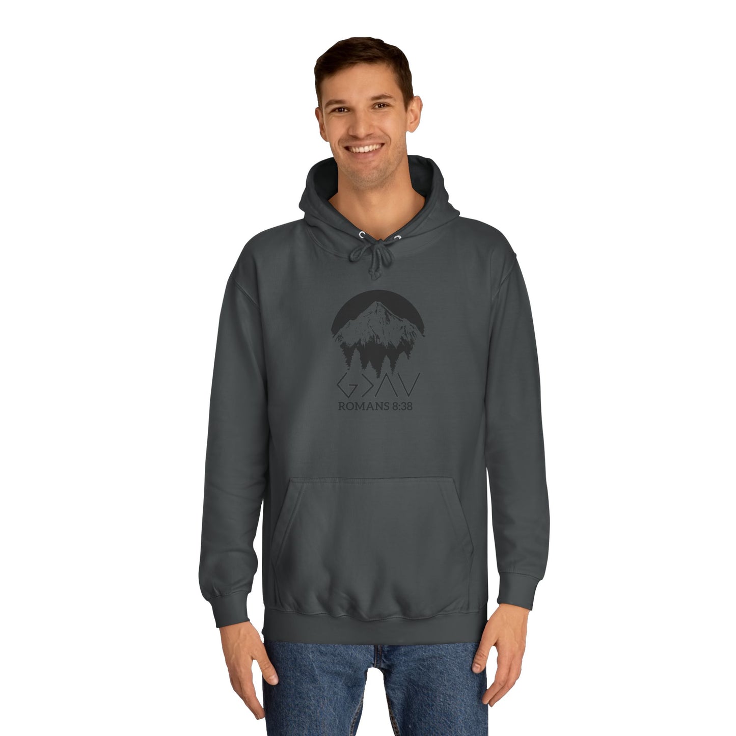 God is Greater Scripture Faith Gift-College Hoodie