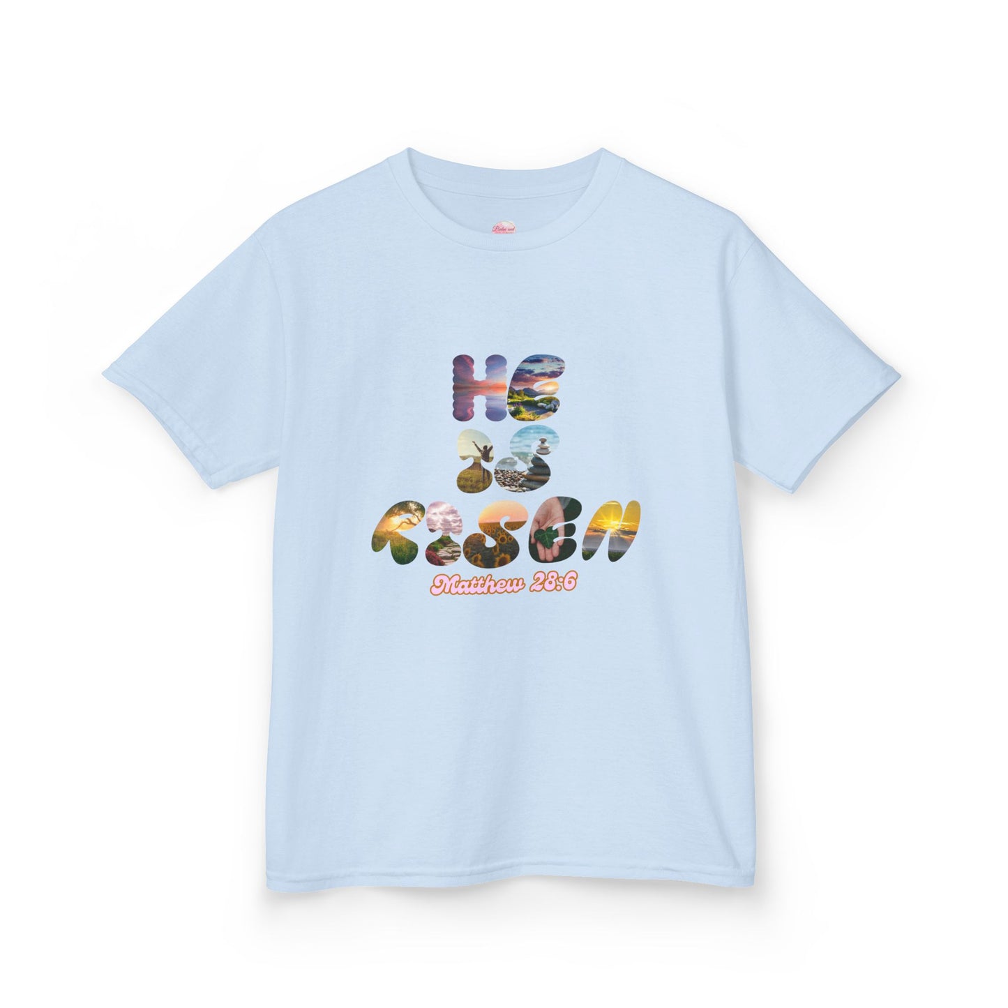 He is Risen Bible Quote KIDS Unisex T-Shirt - American Made Christian Scripture Soft Tee