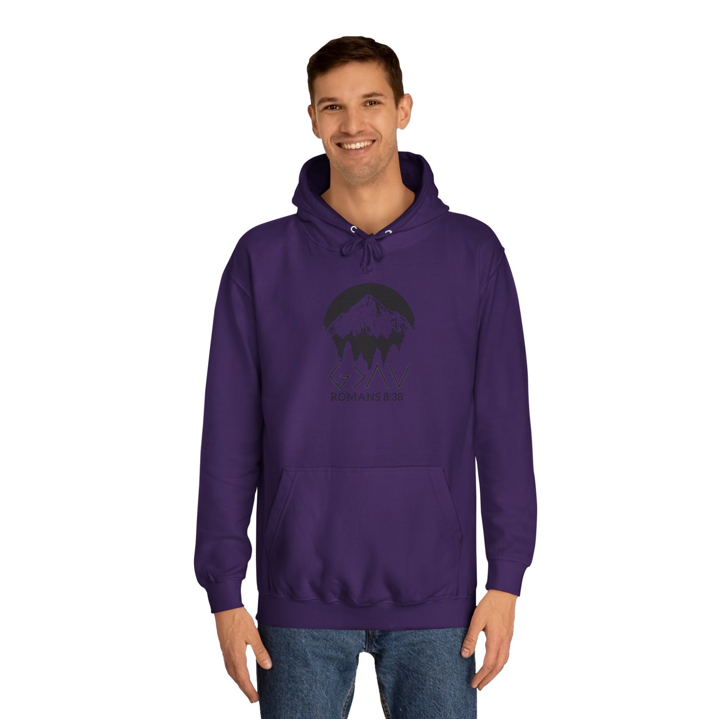 God is Greater Scripture Faith Gift-College Hoodie