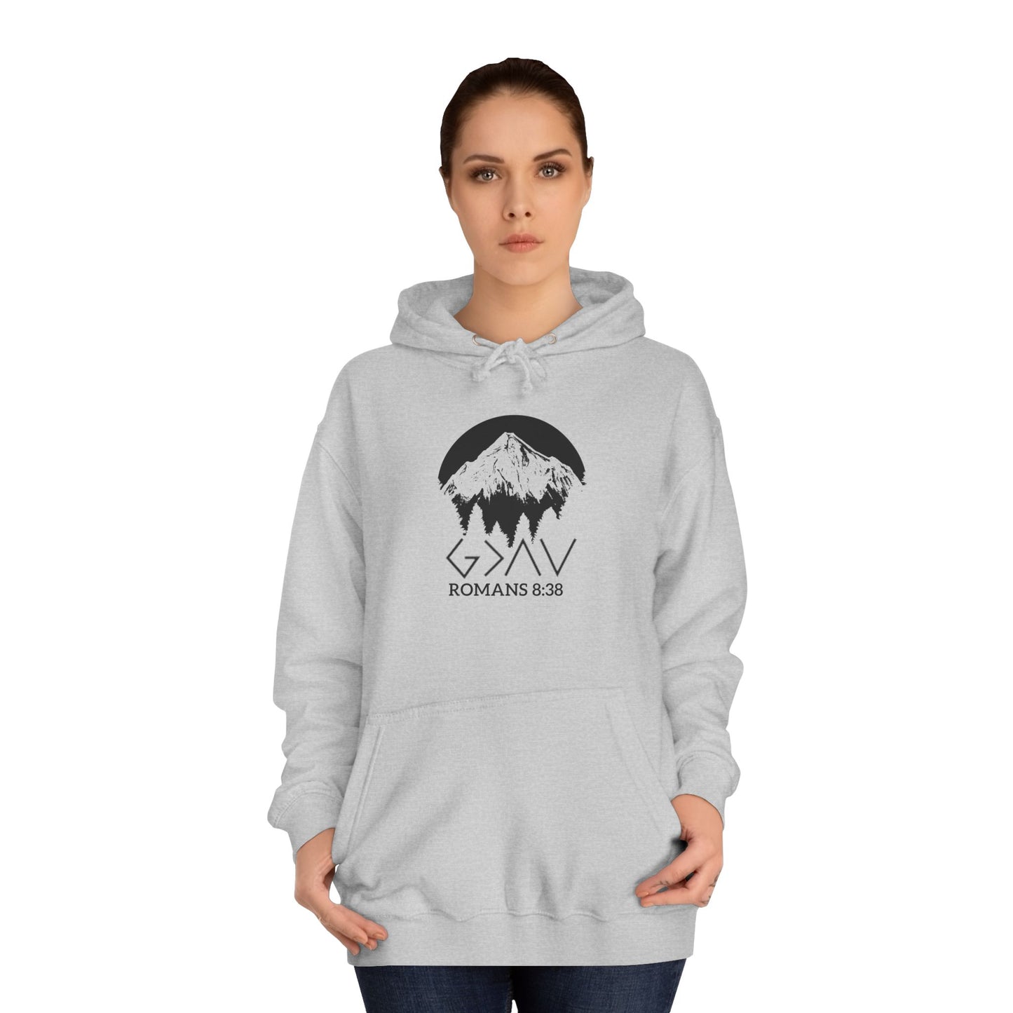 God is Greater Scripture Faith Gift-College Hoodie