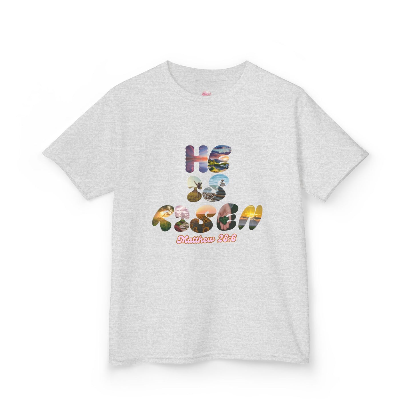 He is Risen Bible Quote KIDS Unisex T-Shirt - American Made Christian Scripture Soft Tee