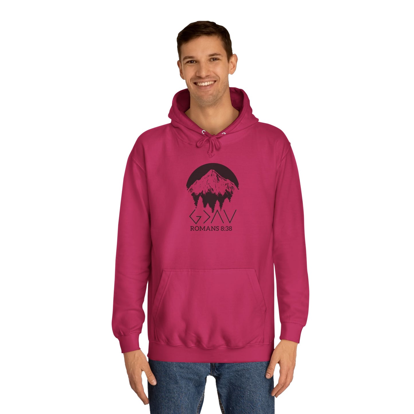 God is Greater Scripture Faith Gift-College Hoodie