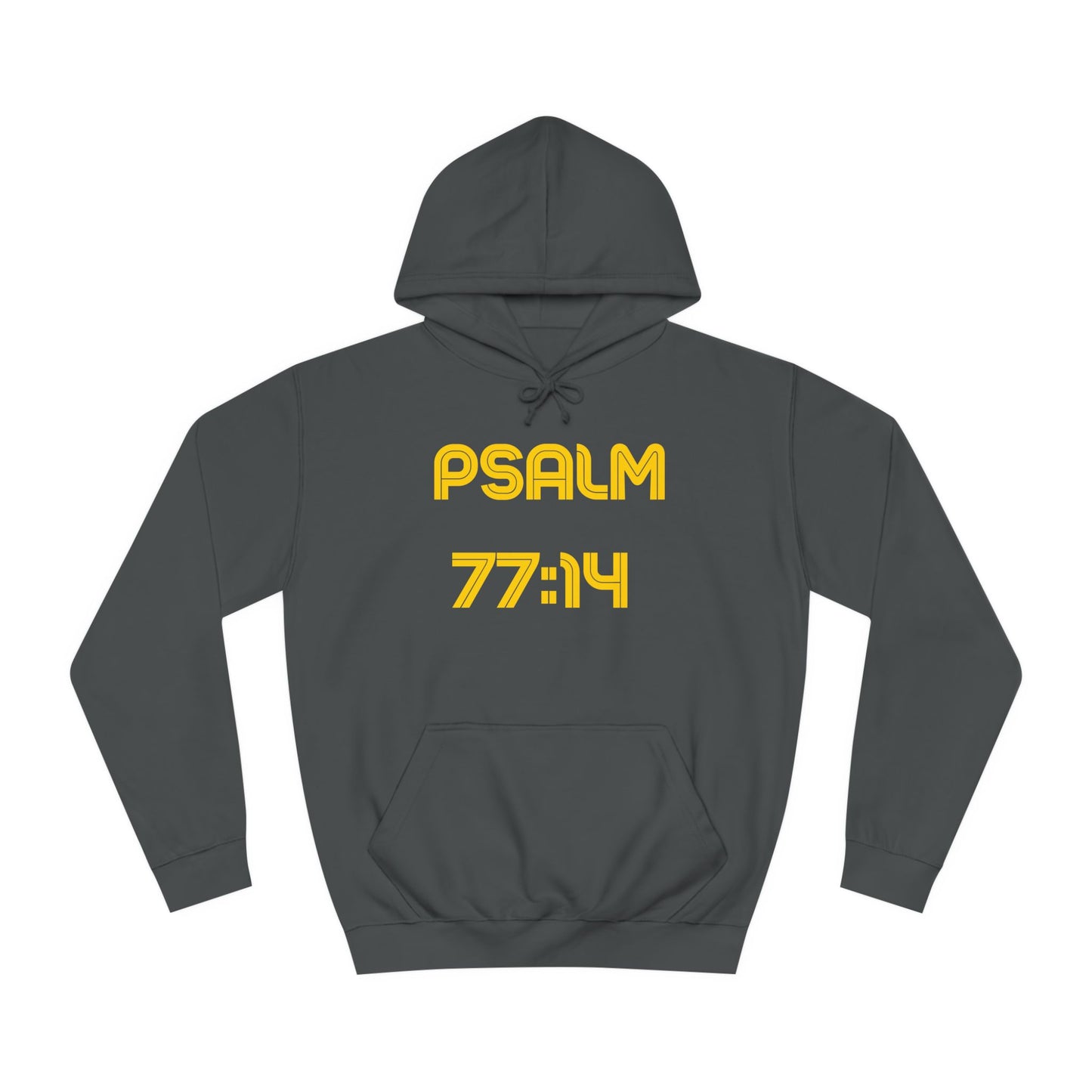 Christian Unisex College Hoodie with Psalm 77 Scripture and Faith Design