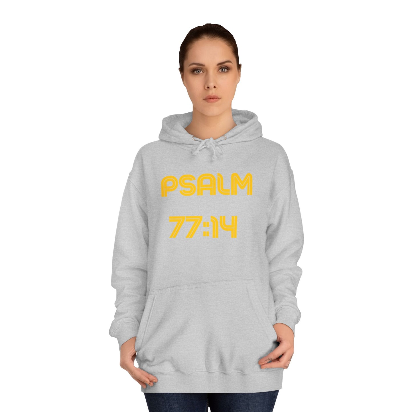 Christian Unisex College Hoodie with Psalm 77 Scripture and Faith Design