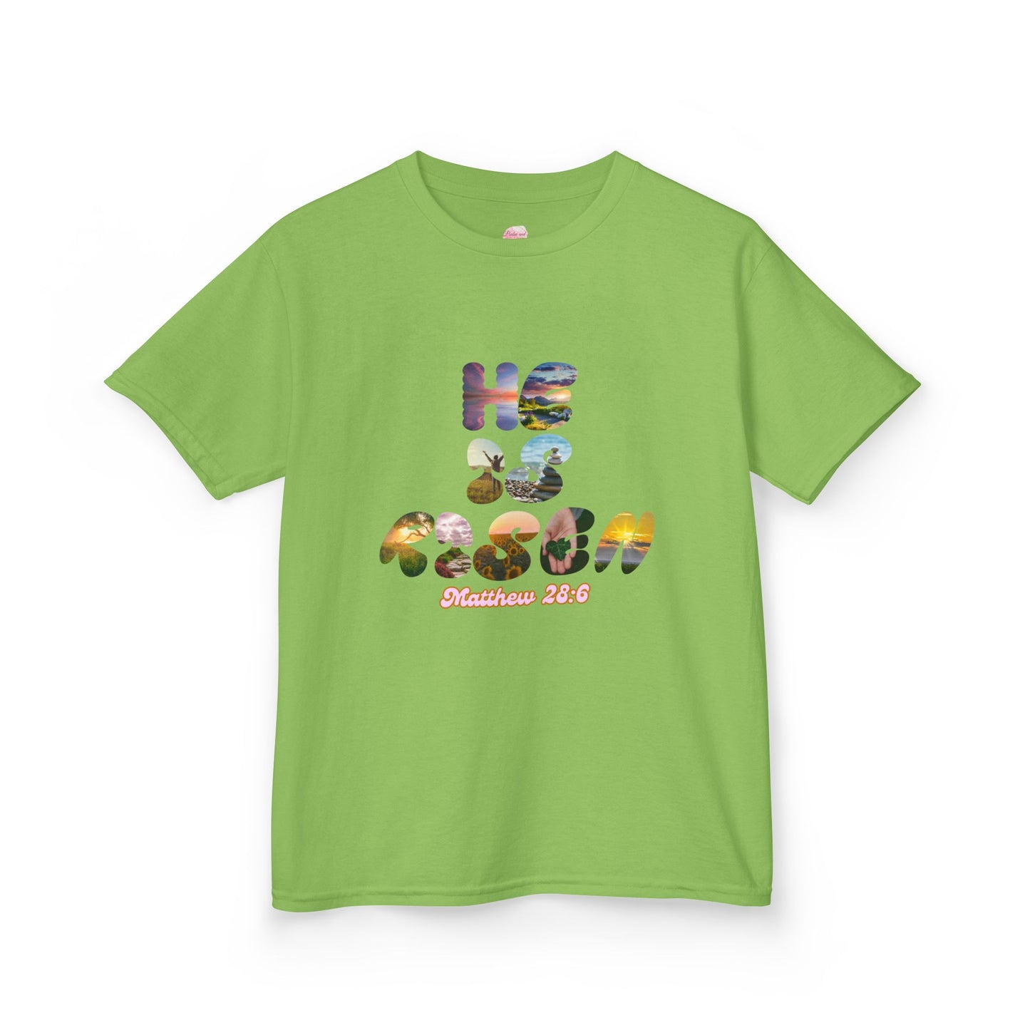 He is Risen Bible Quote KIDS Unisex T-Shirt - American Made Christian Scripture Soft Tee