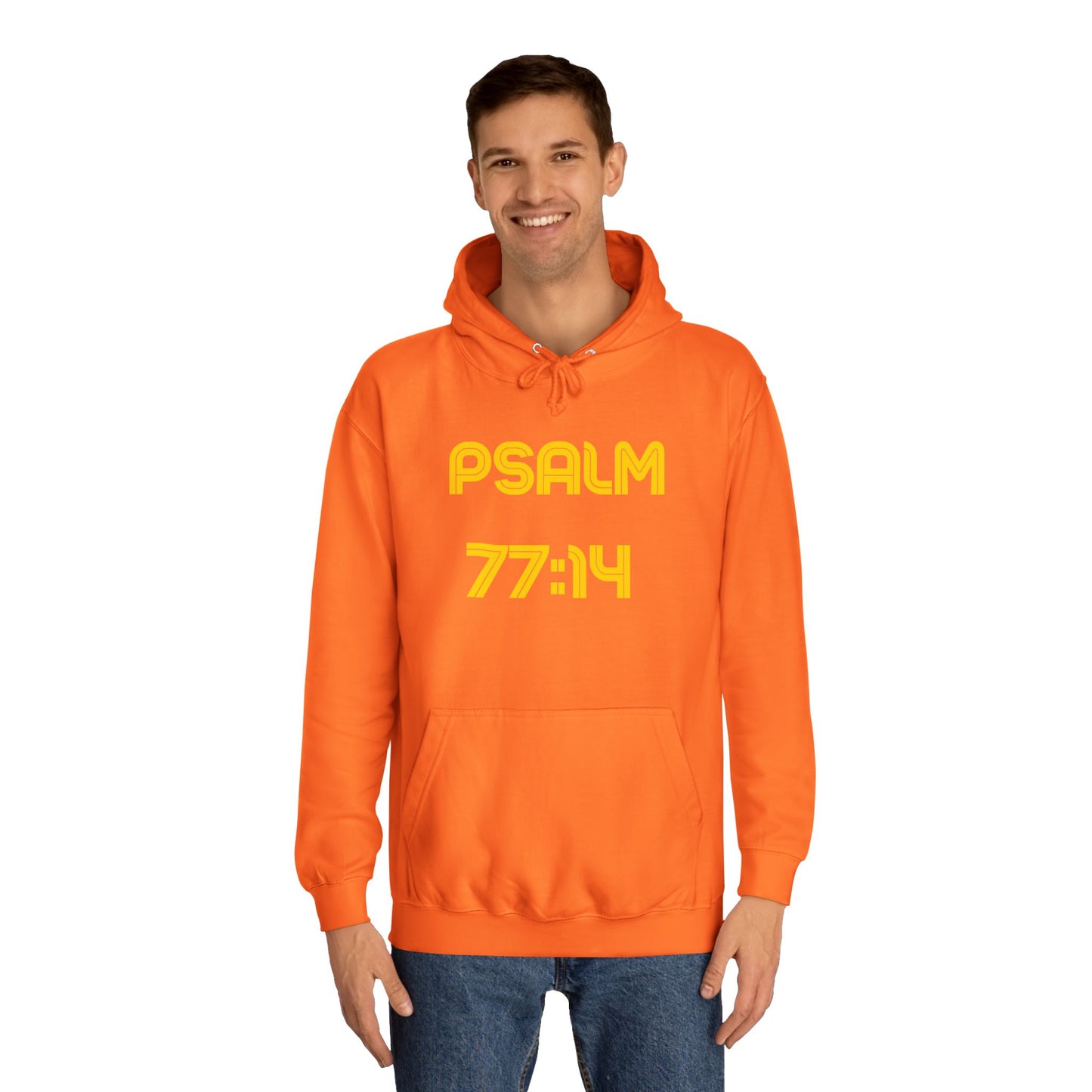 Christian Unisex College Hoodie with Psalm 77 Scripture and Faith Design