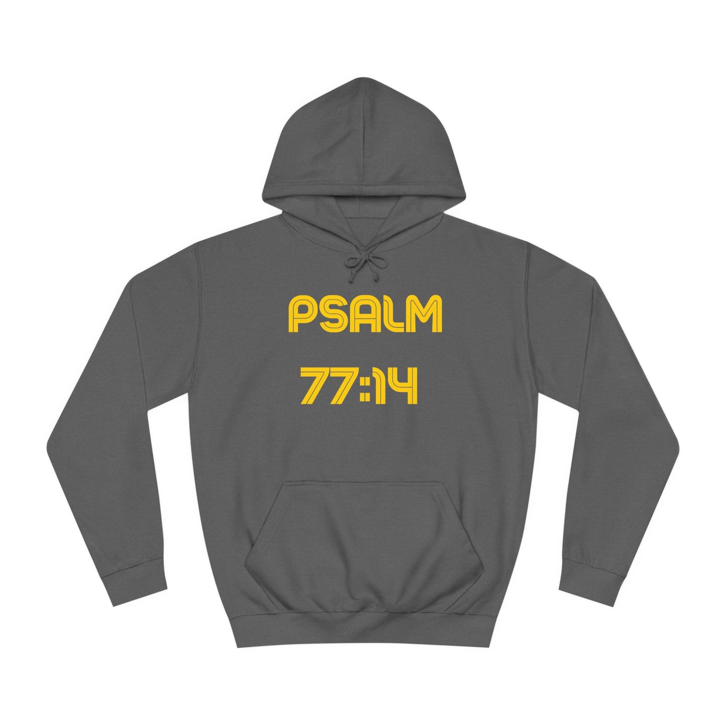 Christian Unisex College Hoodie with Psalm 77 Scripture and Faith Design