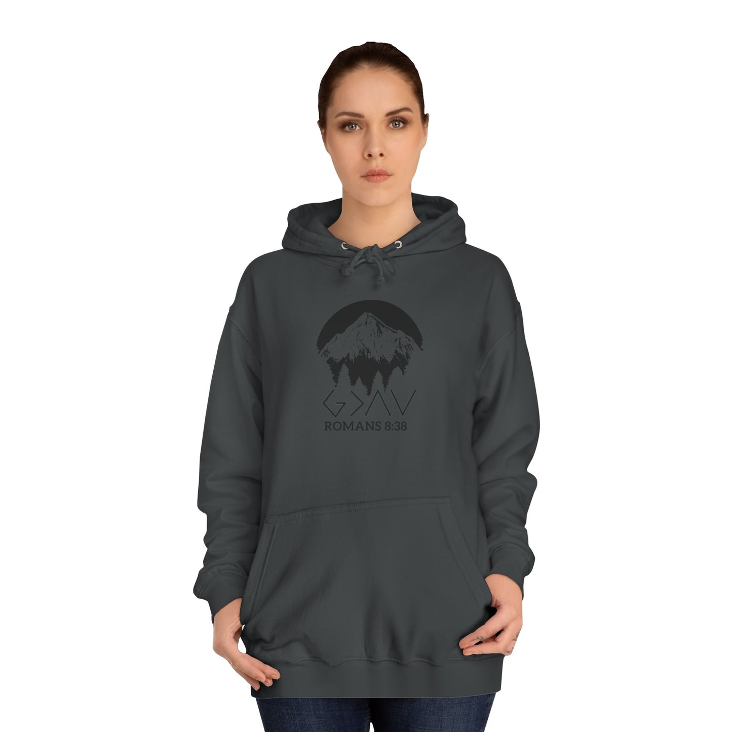 God is Greater Scripture Faith Gift-College Hoodie