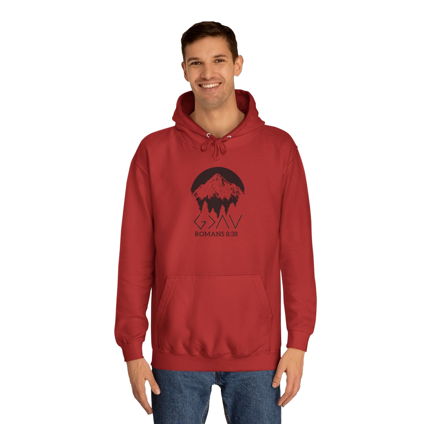 God is Greater Scripture Faith Gift-College Hoodie