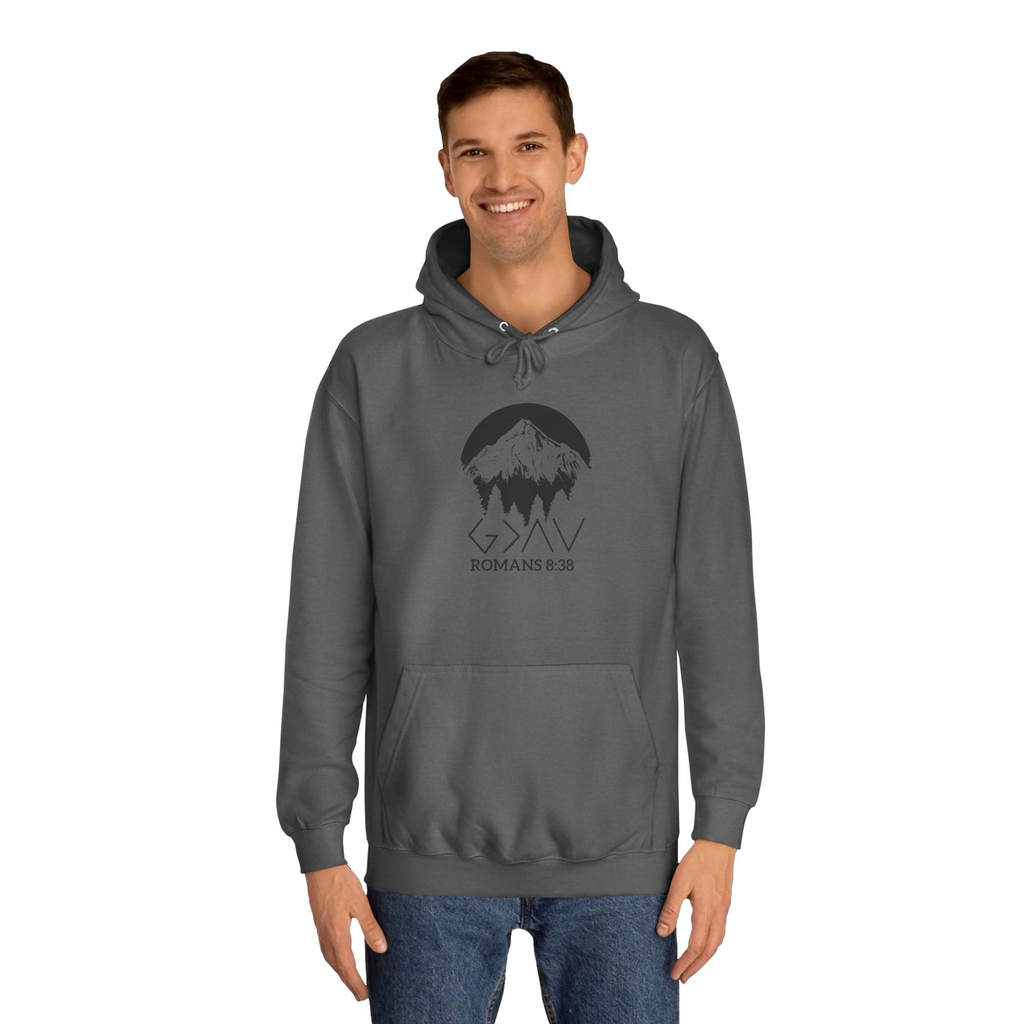 God is Greater Scripture Faith Gift-College Hoodie