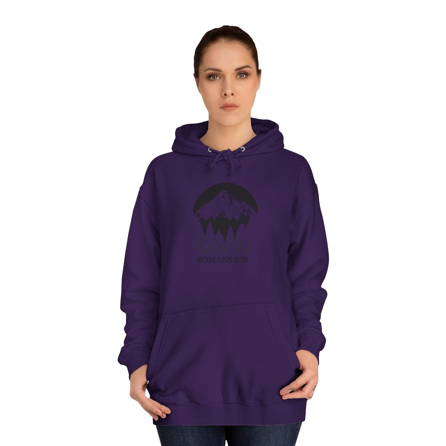 God is Greater Scripture Faith Gift-College Hoodie