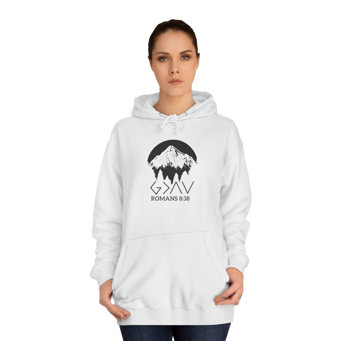 God is Greater Scripture Faith Gift-College Hoodie
